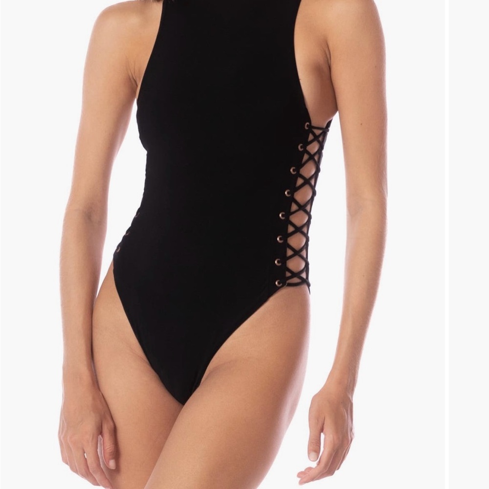 Maaji Fleur Lace-Up Detail One Piece swimsuit